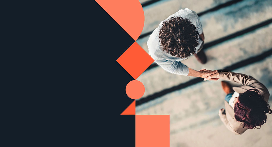 Employer shaking hands with new employee